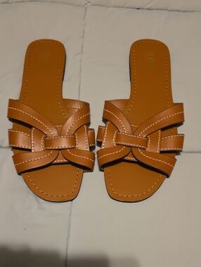 a.n.a Cognac Braided Slide Sandals